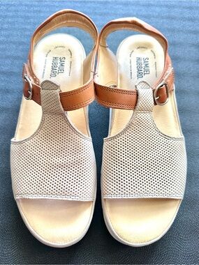 Samuel Hubbard Women’s Leather Strappy Wedge Sandals Portola T-Strap Buckle 9